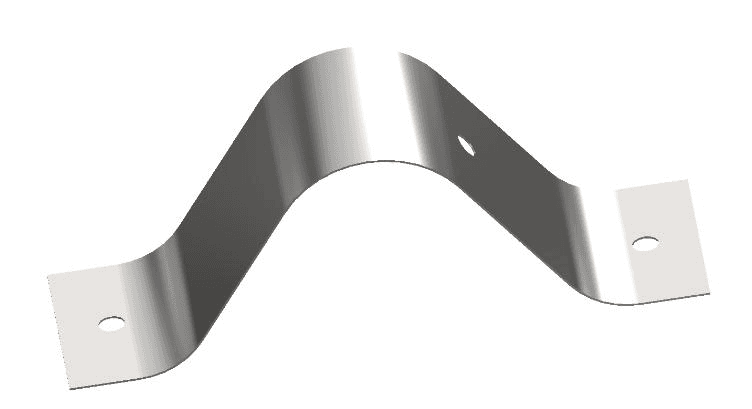 CAD view of the formed 2014A-T3 aluminium strap protecting the upper half of the fuselage to main-wing joint