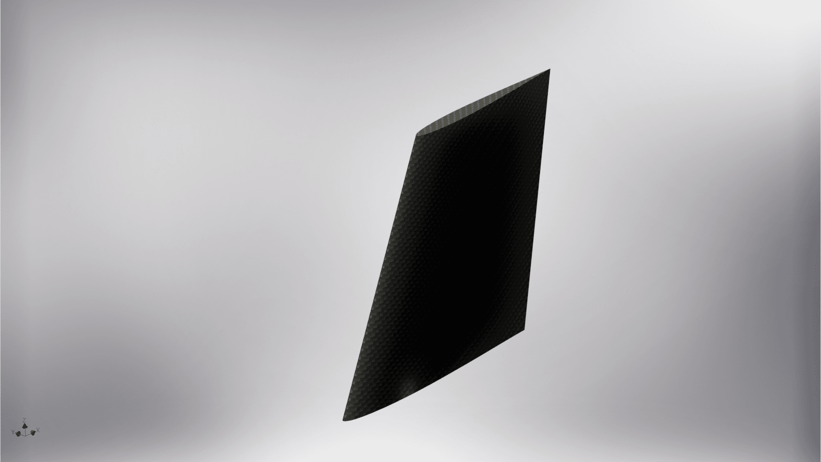 Rendered CAD of the swept trapezoidal carbon fibre fin